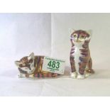 Royal Crown Derby paperweights seated kitten and l