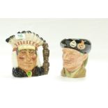 Royal Doulton Large Character jugs Monty d6202 and North American Indian D6611, both seconds(2)