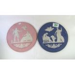 Wedgwood round pink jasperware plaque with classic