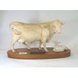 Beswick connoisseur model of Charolais cow and cal