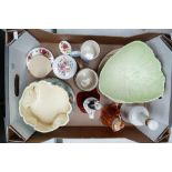 A mixed collection of pottery items to include Carlton Ware Leaf and lobster pattern fruit bowl,