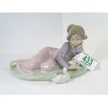 Lladro figure of a girl lying with ducks 5609