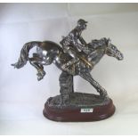 Large resin Showjumping model of a man on jumping