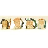 Royal doulton small character jugs Athos D6452, Blacksmith D6678, Neptune D6552 and Viking D6502(4)