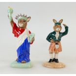 Royal Doulton Bunnykins figures Scotsman DB180 (cert) and Statue Of Liberty DB198 both limited