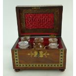 Victorian rosewood brass inlaid case set