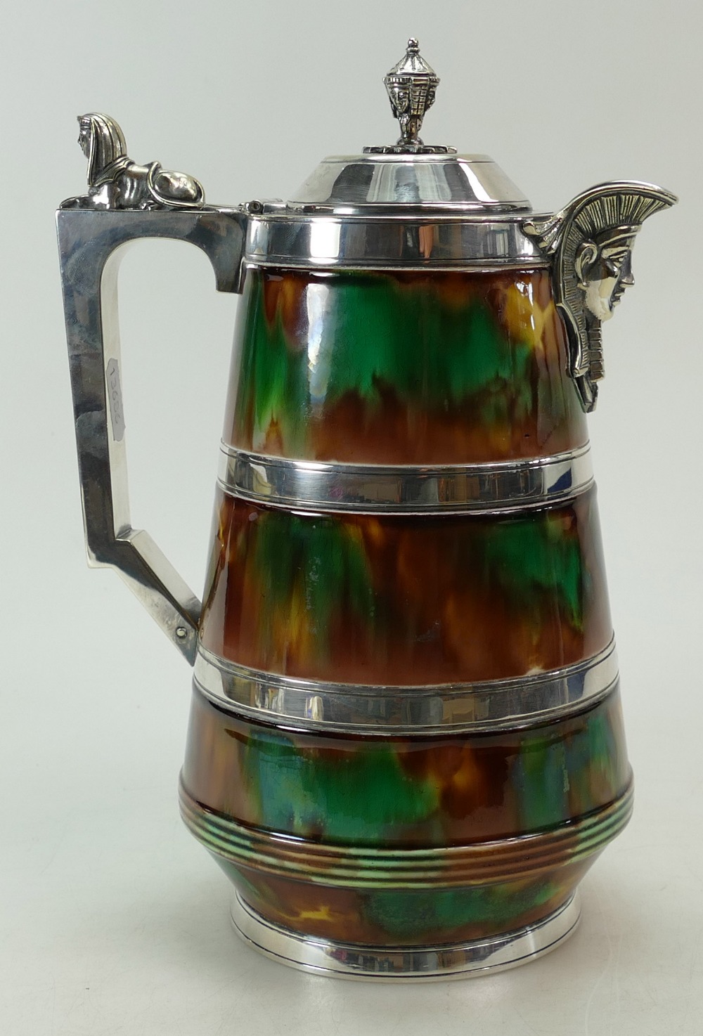 19th century Majolica jug with silver pl - Image 3 of 3