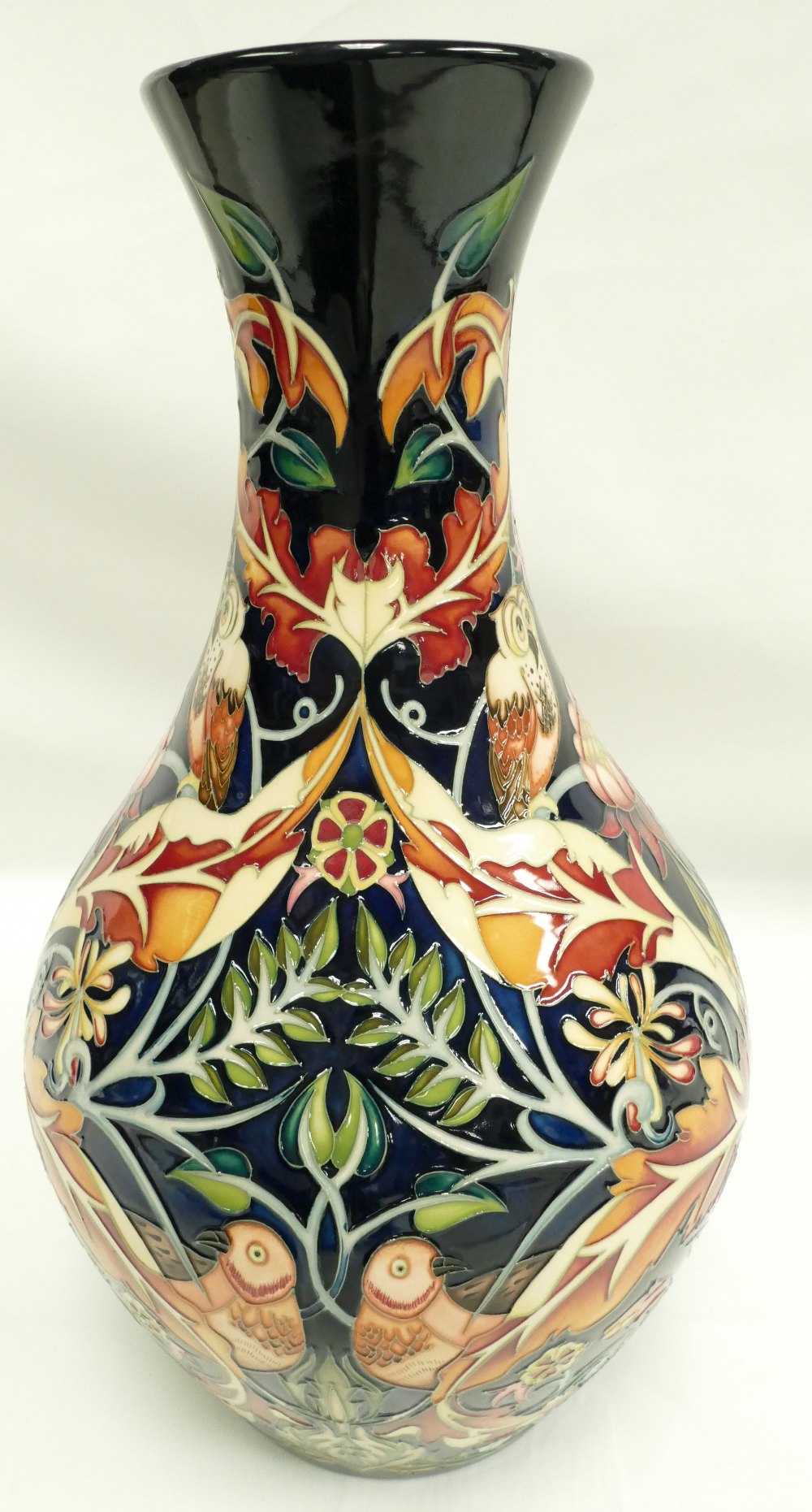 Moorcroft prestige Owl & Pigeon vase . H - Image 3 of 4