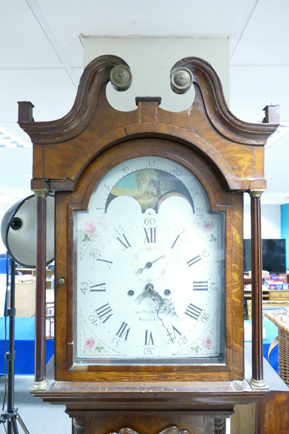 19th century oak cased longcase Grandfather clock by W Nicholson of Newcastle Under Lyme, - Image 3 of 3