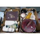 A mixed collection of items including Slipper type bed pan, glassware, Georg Jenson items, cased