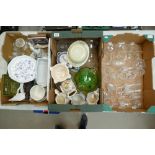 A mixed collection of items to include glassware, Portmeirion, Masons etc(3 trays).