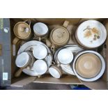 A collection of Denby brown & cream tea and dinnerware ( 1 tray)
