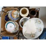 A mixed collection of assorted pottery to include Royal Doulton plates, Minton etc (2 trays)