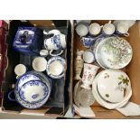 A collection of assorted pottery to include blue and white china, tureens, vases etc