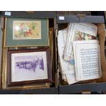 A mixed collection of items to include sheet music and various framed prints and paintings (2