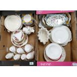 A mixed collection of tea and dinner to include Argyle, Minton, Royal Doulton etc (2 trays)