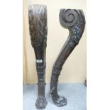 Heavily carved late 19th century consul table legs