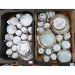 A mixed collection of tea ware to include Mintons, Delphine, Crown Staffordshire etc (2 trays)