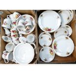 A quantity of tea and dinner ware in a floral design from the Czech Republic (2 trays)