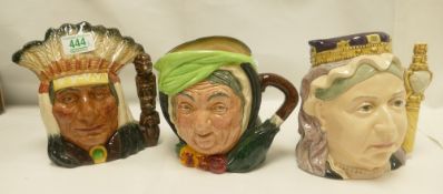 A collection of Royal Doulton large character jugs including - North American Indian D6611, Sairey