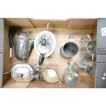 A collection of silver plated and pewter