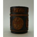 Indonesian carved bamboo storage pot/tob