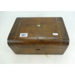 Wooden box with inlaid marquetry design