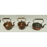 Three early 20th Century copper kettles