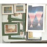 A mixed collection of framed and un moun