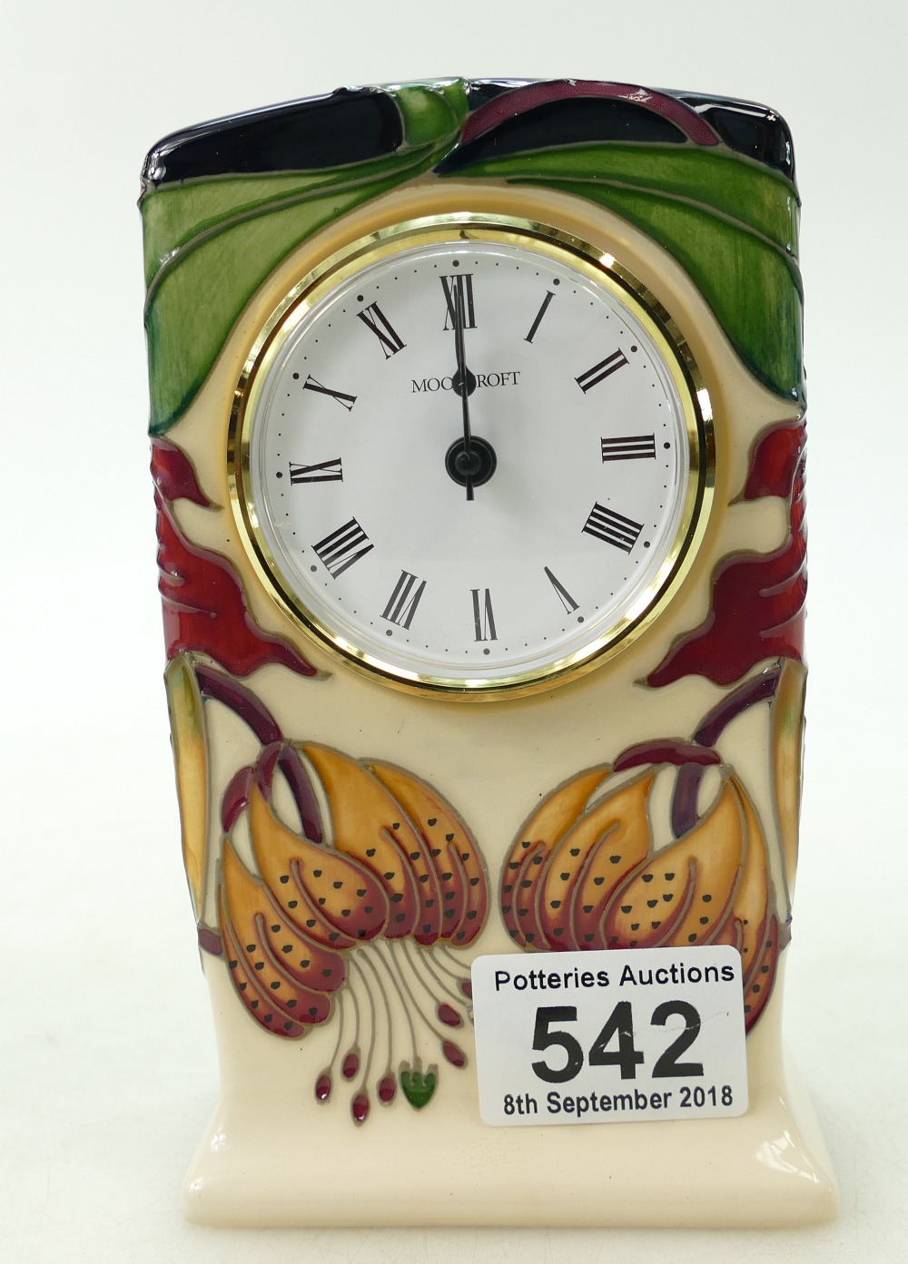 Moorcroft Anna Lily clock designed by Ni
