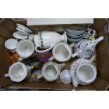 A mixed collection of items to include Sadlers teapots, Royal Doulton,