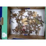 A collection of vintage base metal cabinet and door KEYS.