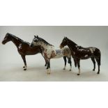 Beswick Appalosa stallion H1772 and two Imperials 1557 (all with damages)(2)