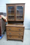 Oak 1930's glass topped dresser