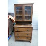 Oak 1930's glass topped dresser