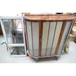 Leaded glass art deco window & oak display cabinet(2)