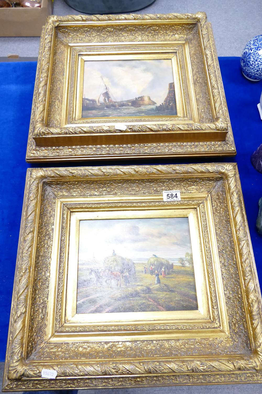 Heavy Gilt gramed 20th century painting with landscape imagery(2)