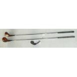 Two vintage WOODS golf clubs - Aldridge H B & S Pinseeker No.2 England, plus a N0.5 Scotland.