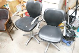 A pair of mid-century style leather barbers chairs (2)