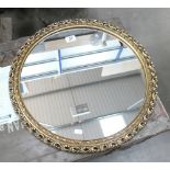 Gilt framed circular wall hanging mirror