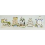 A collection of Coalport ceramic houses to include - Pagoda House, The Toll House,