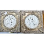 Gilt framed resin neo classical wall plaques(2)