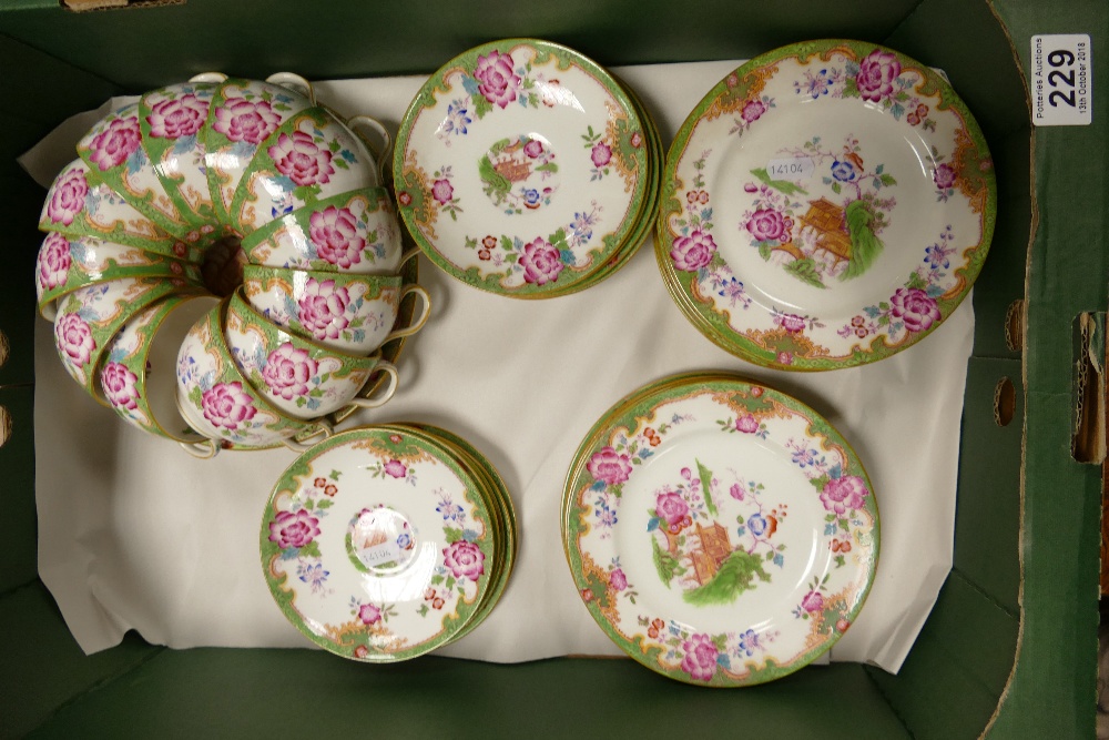 A nice collection of Royal Doulton hand finished Temple pattern Tea ware, to include cups, saucers,