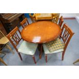 Yew wood inlaid and x banded oval extending dining table (no extension leaf),