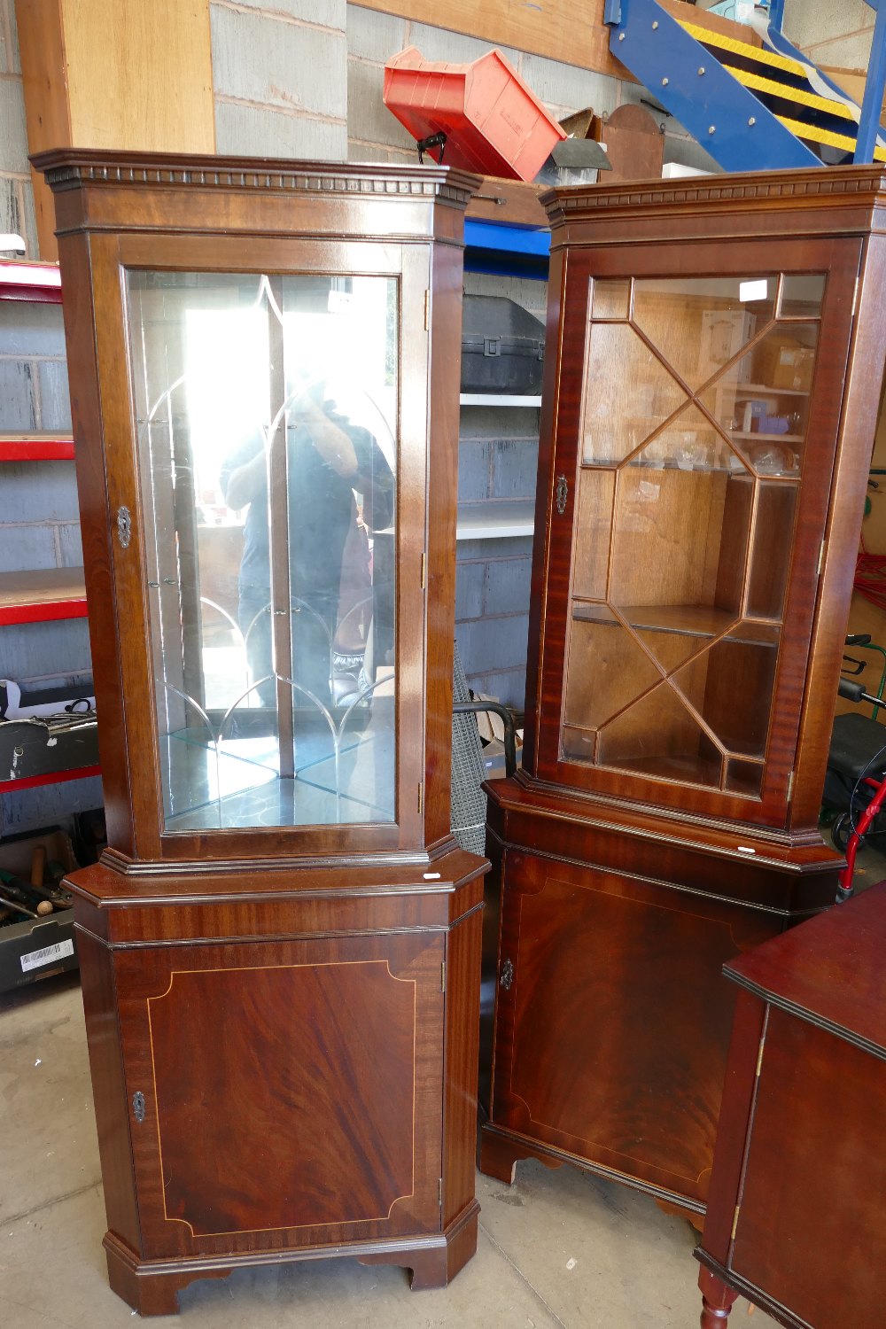 Two mahogany glazed corner units(2)