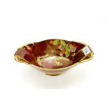 Carltonware Rouge Royale footed art deco bowl decorated with butterfly's, spiders and webs,