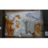 A collection of Beswick items to include - Grey Cantering Shire, Leopard, large Matt Collie Dog,