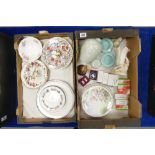 Two trays containing a variety of plates including Royal Doulton Majestic collection,