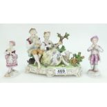 A collection of German continental ceramic figures marked with crown DR1885 to include couple