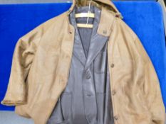 Vintage gents leather jacket and similar gents duffel coat.